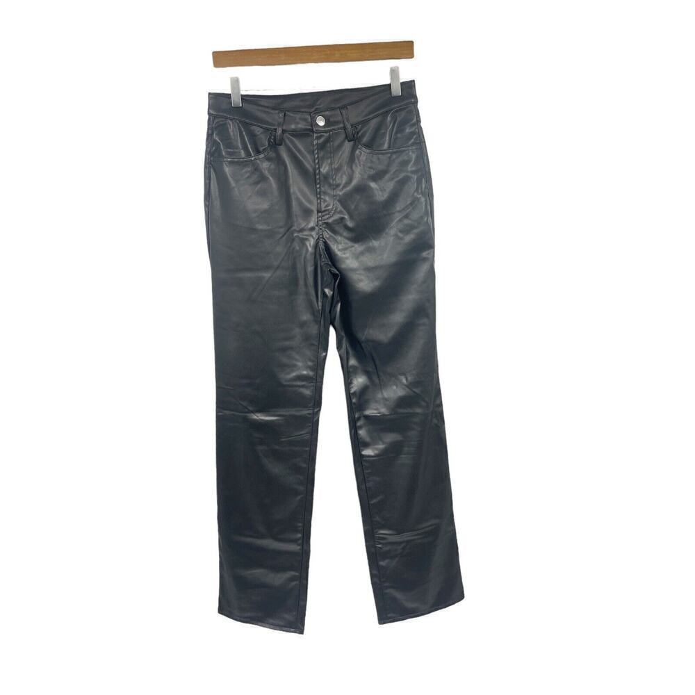 Divided By HM Faux Leather Pants Straight Leg Womens 6